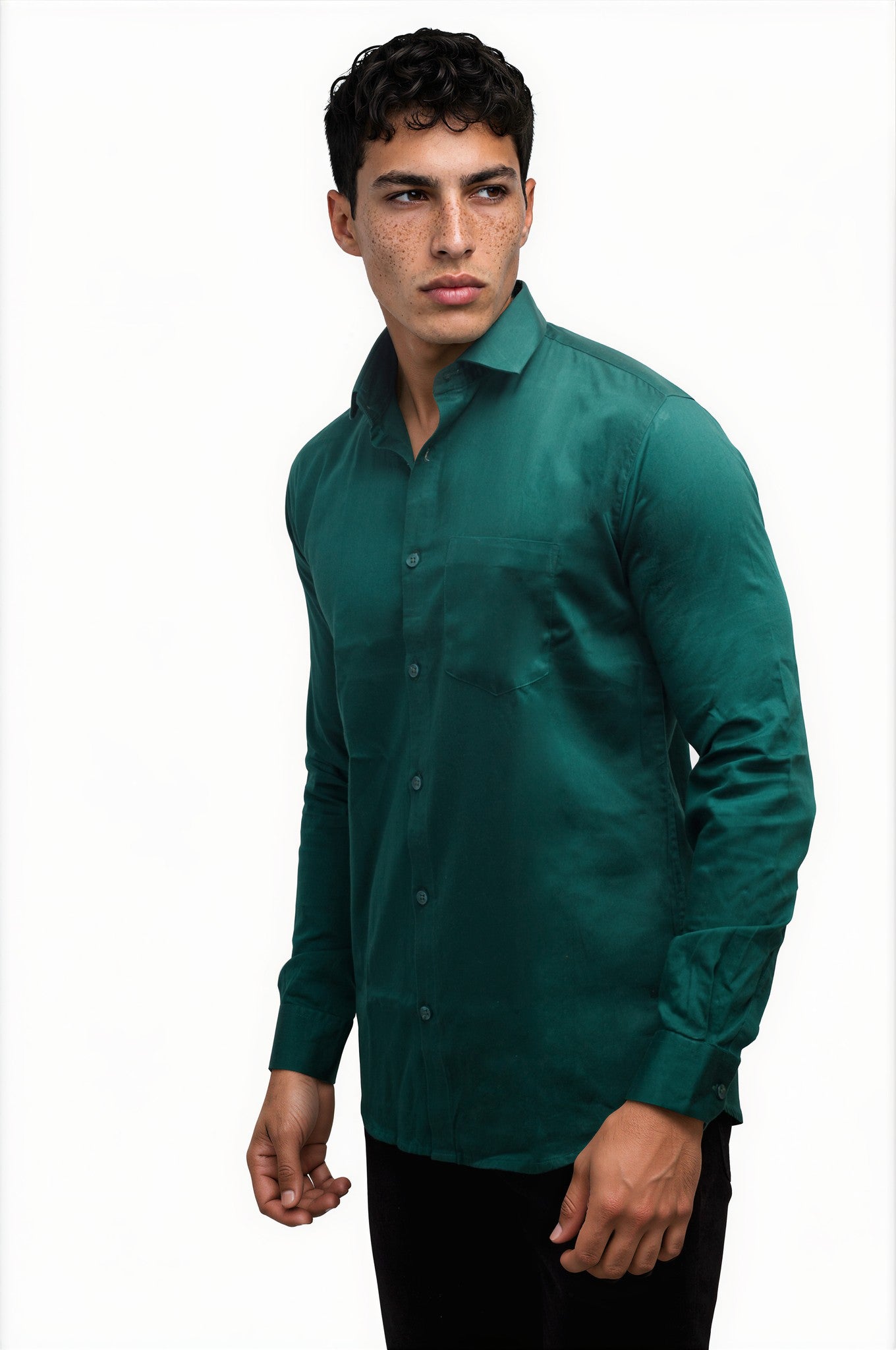 bottle green shirt