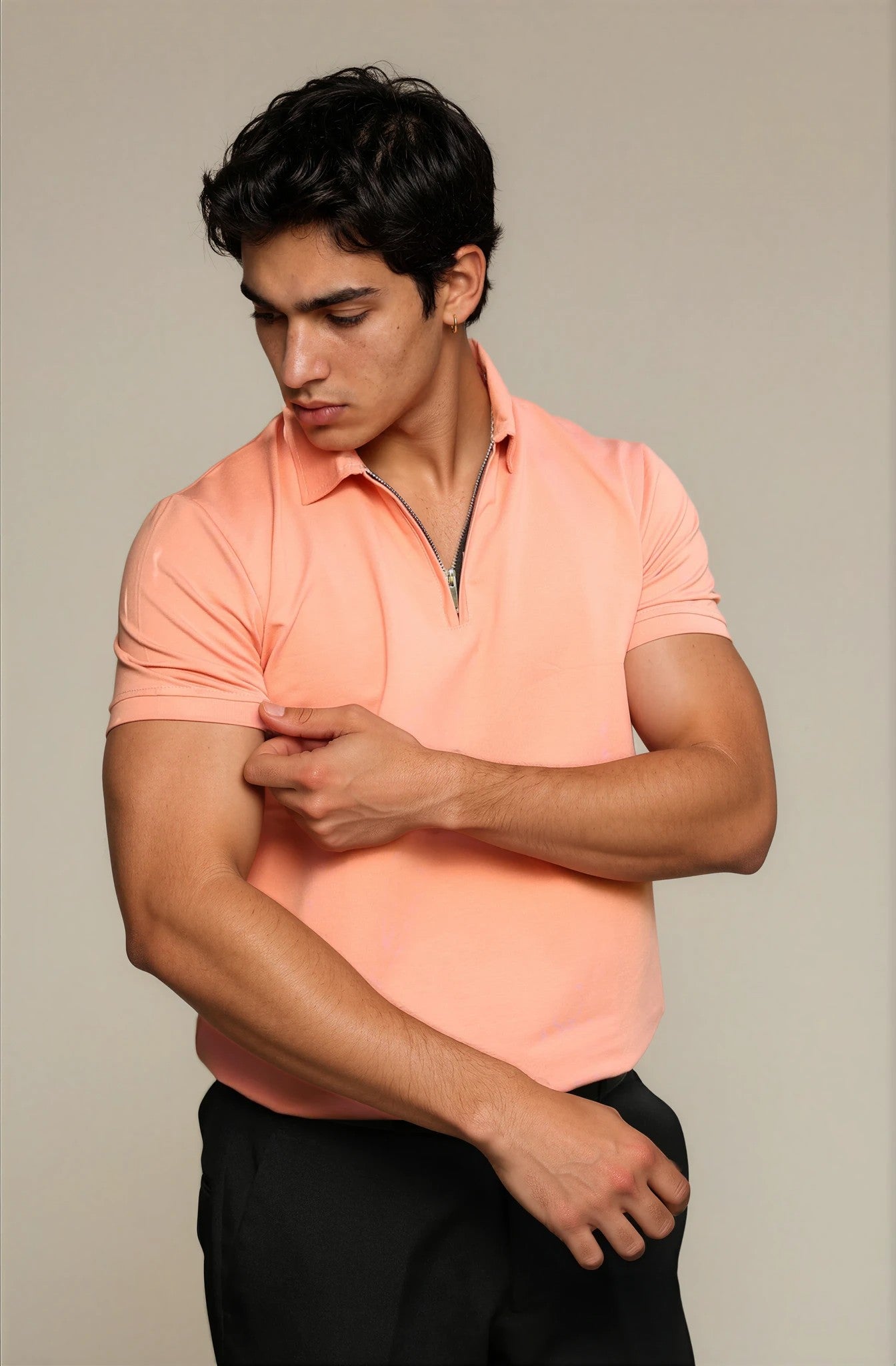 peach polo t-shirt