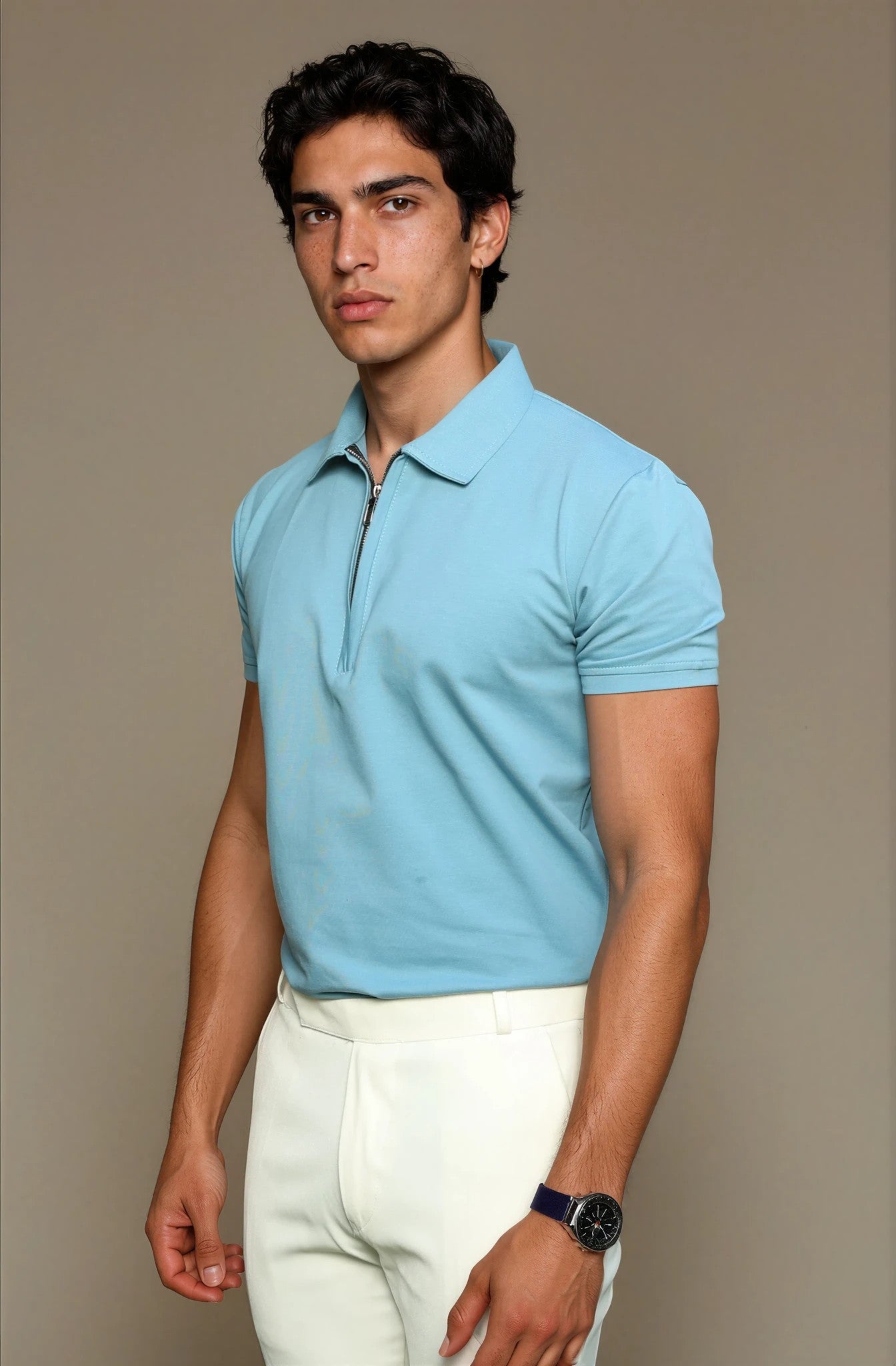blue polo t- shirt