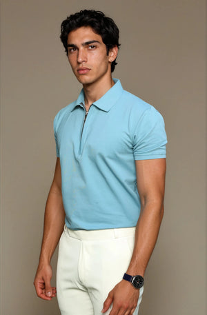 blue polo t- shirt