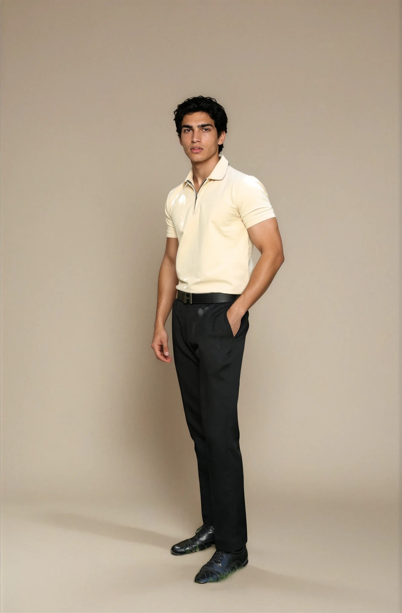 cream polo t-shirt