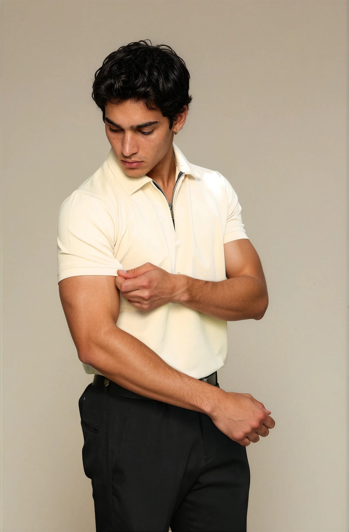 cream polo t-shirt