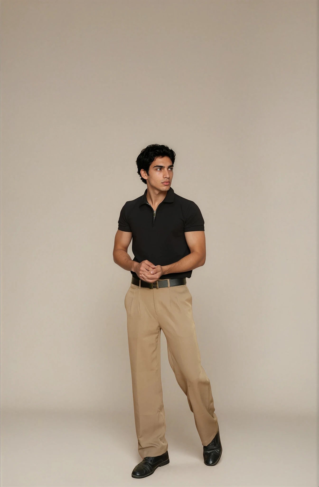 black polo t-shirt