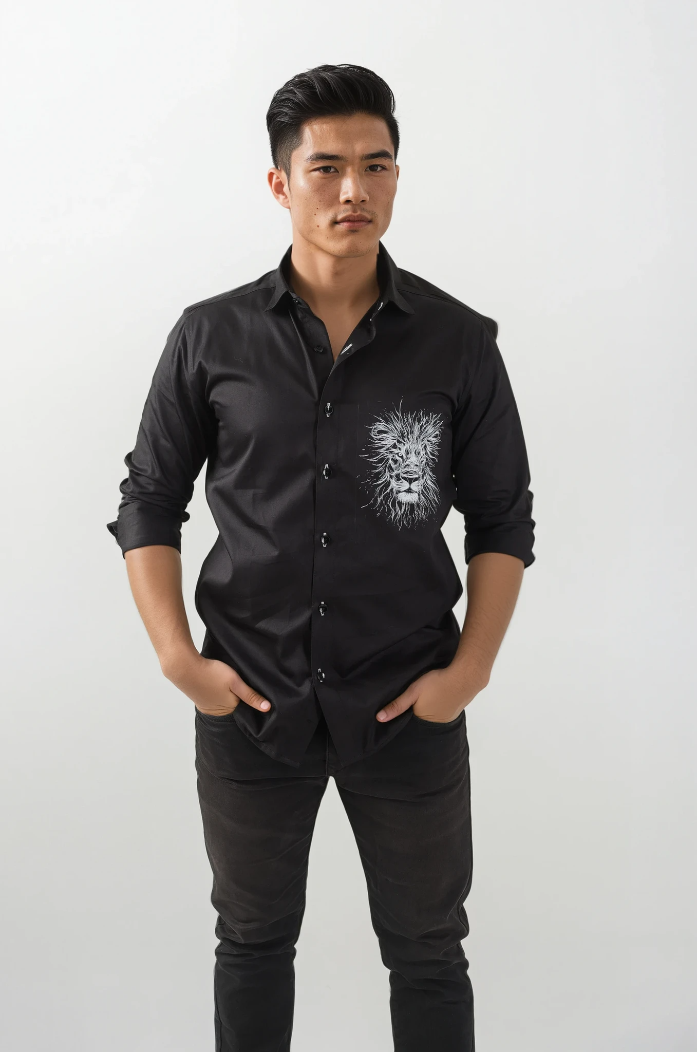 Black Lion Print Shirt