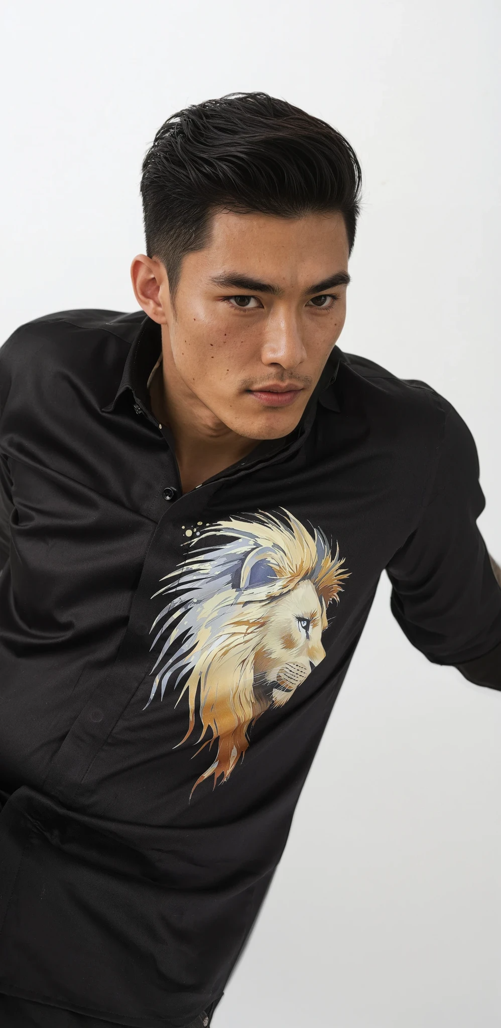 The Regal Roar - Black Lion Statement Shirt