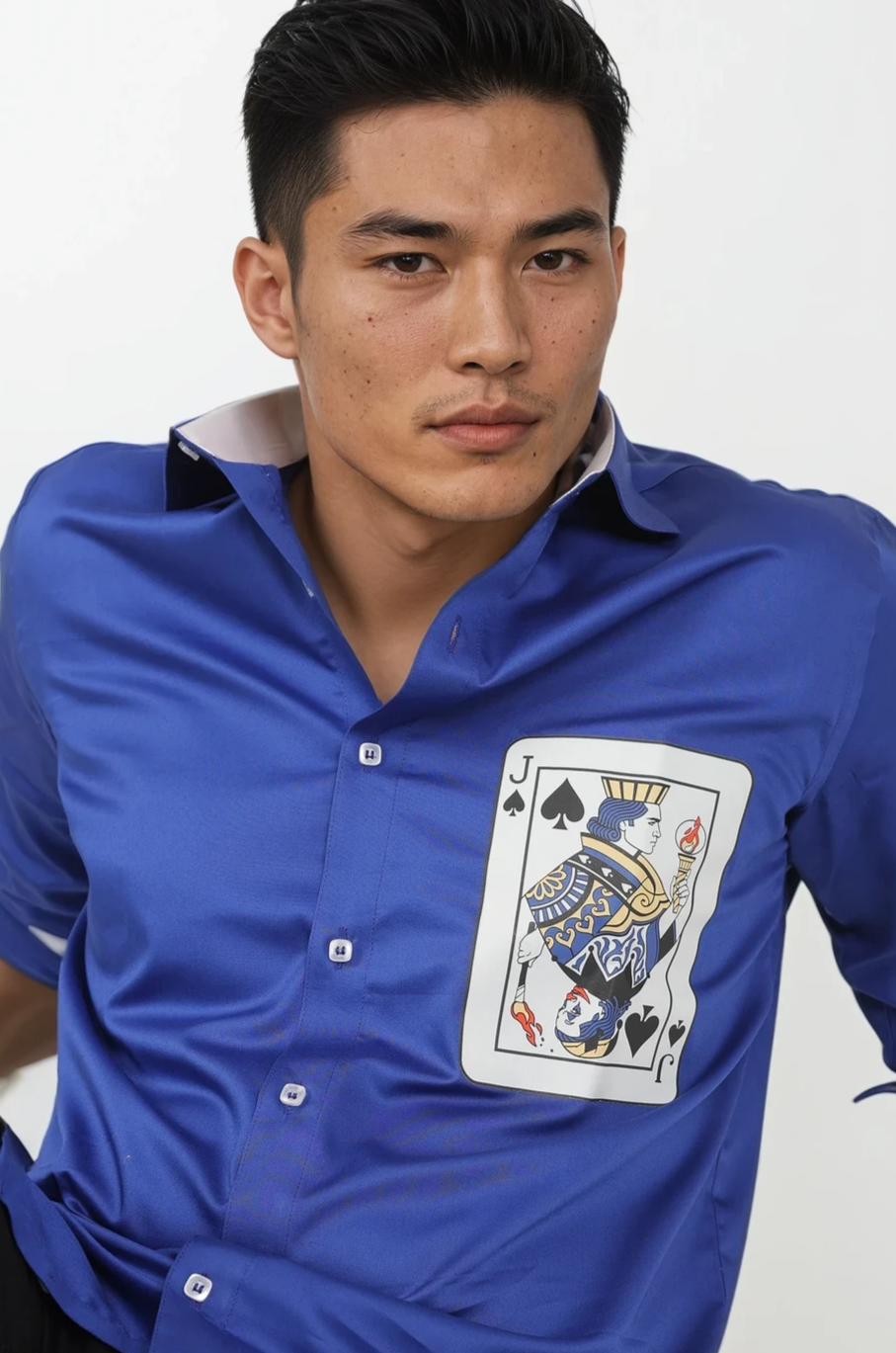 Royal Blue Jack of Spades Printed Luxury Shirt
