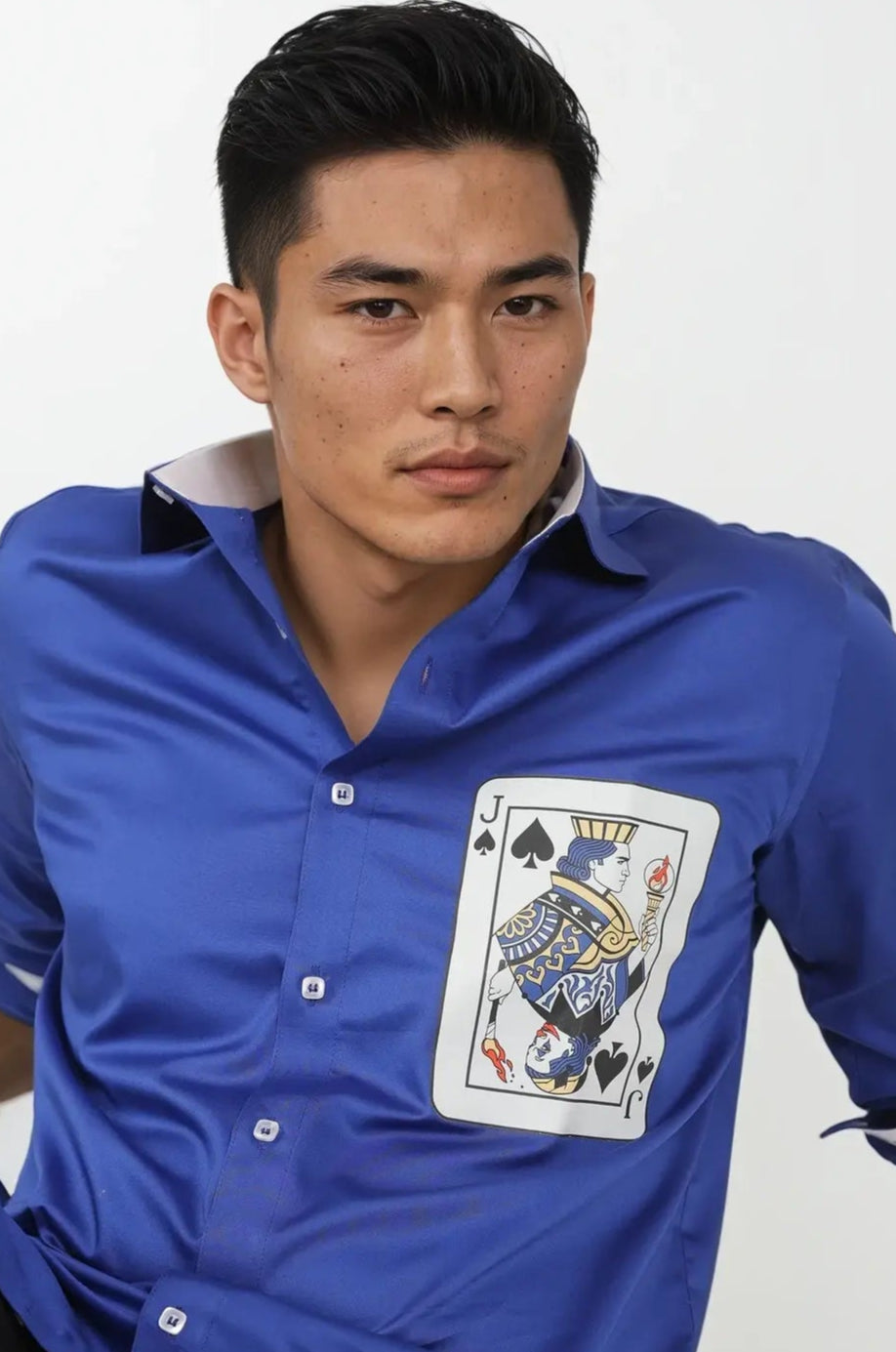 Royal Blue Jack of Spades Printed Luxury Shirt Indian Threads Royal Blue Jack of Spades Printed Luxury Shirt Indian Threads