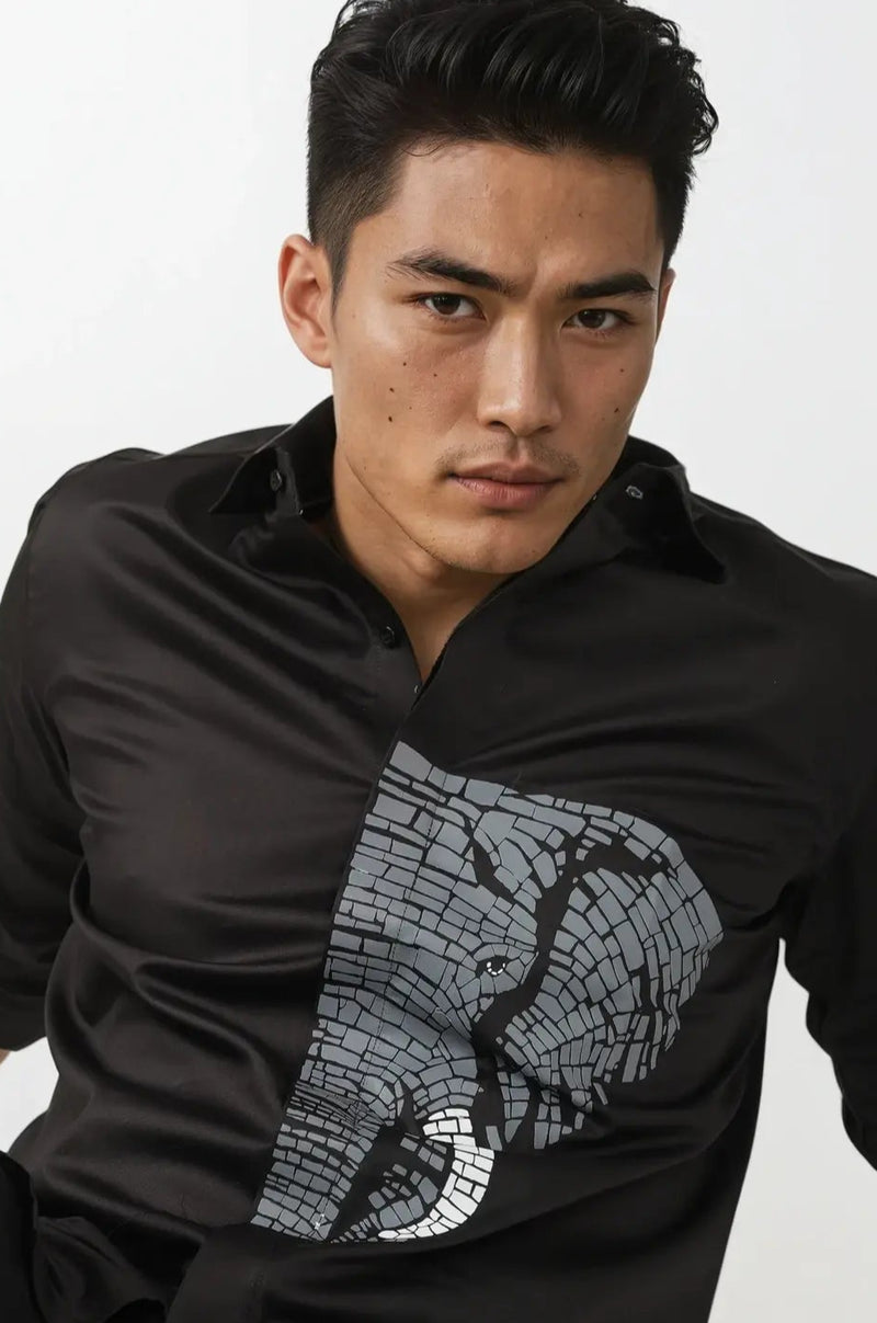Noir Mosaic Elephant Shirt