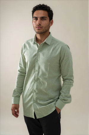 green Linen Shirt