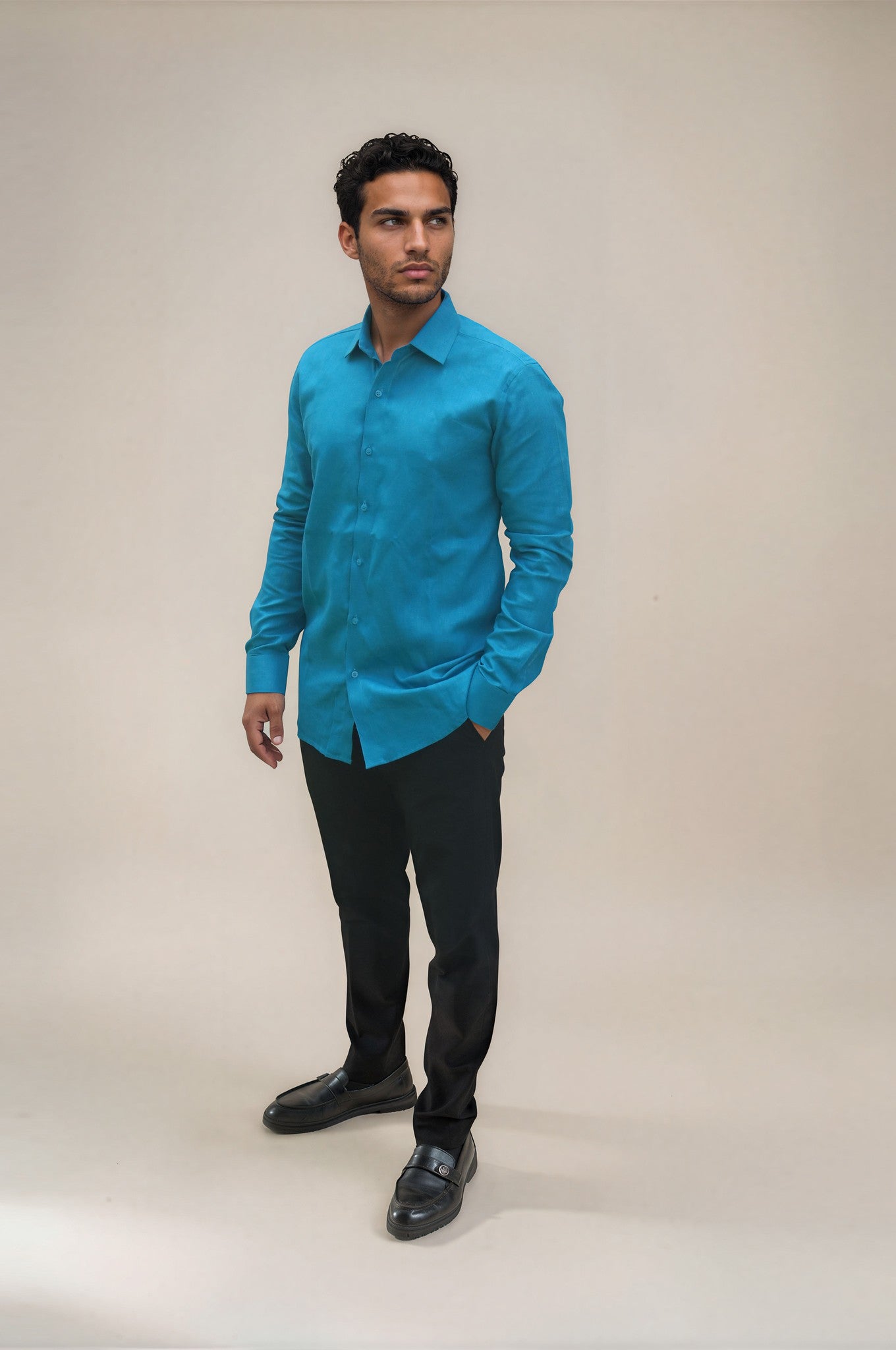 Lagoon Blue Linen Shirt