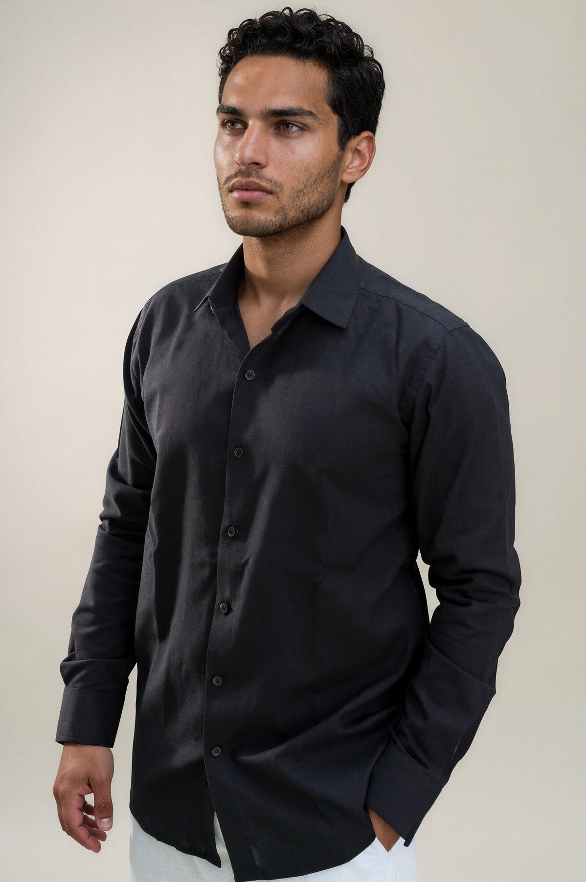 black linen shirt
