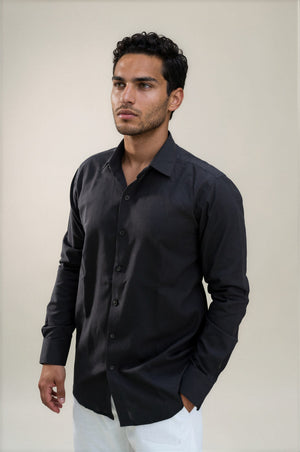 black linen shirt