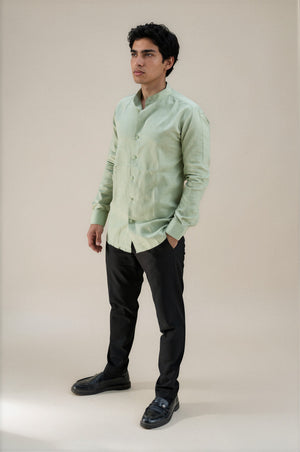 Green Stand collar shirt