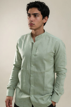 Green Stand collar shirt
