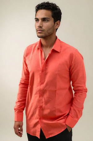 orange Linen Shirt