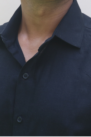 black linen shirt
