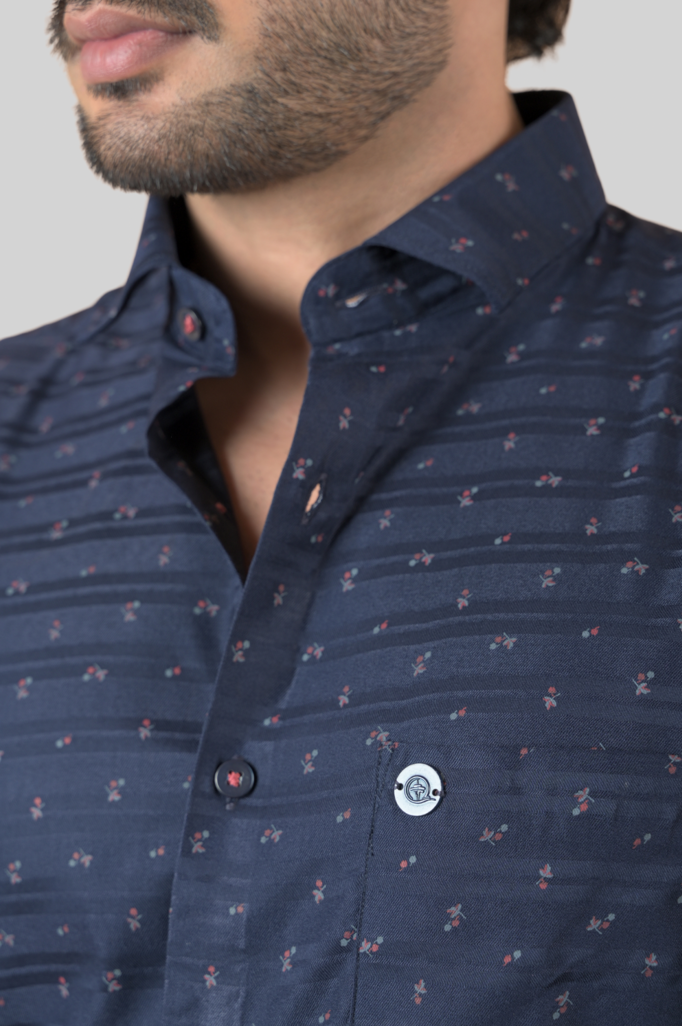 Printed Shirts for Men - Self Stripes With Print