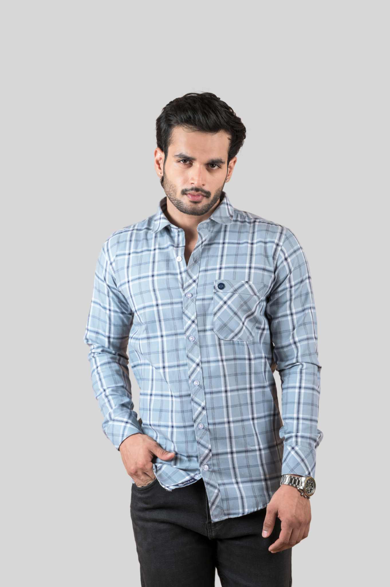 Grey Twill Check Shirt