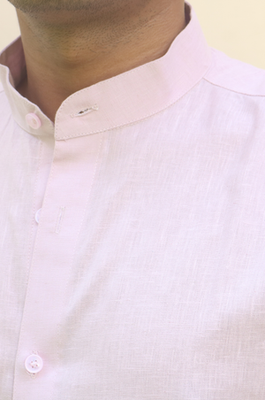 pink linen shirt