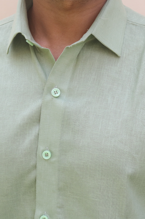 green Linen Shirt
