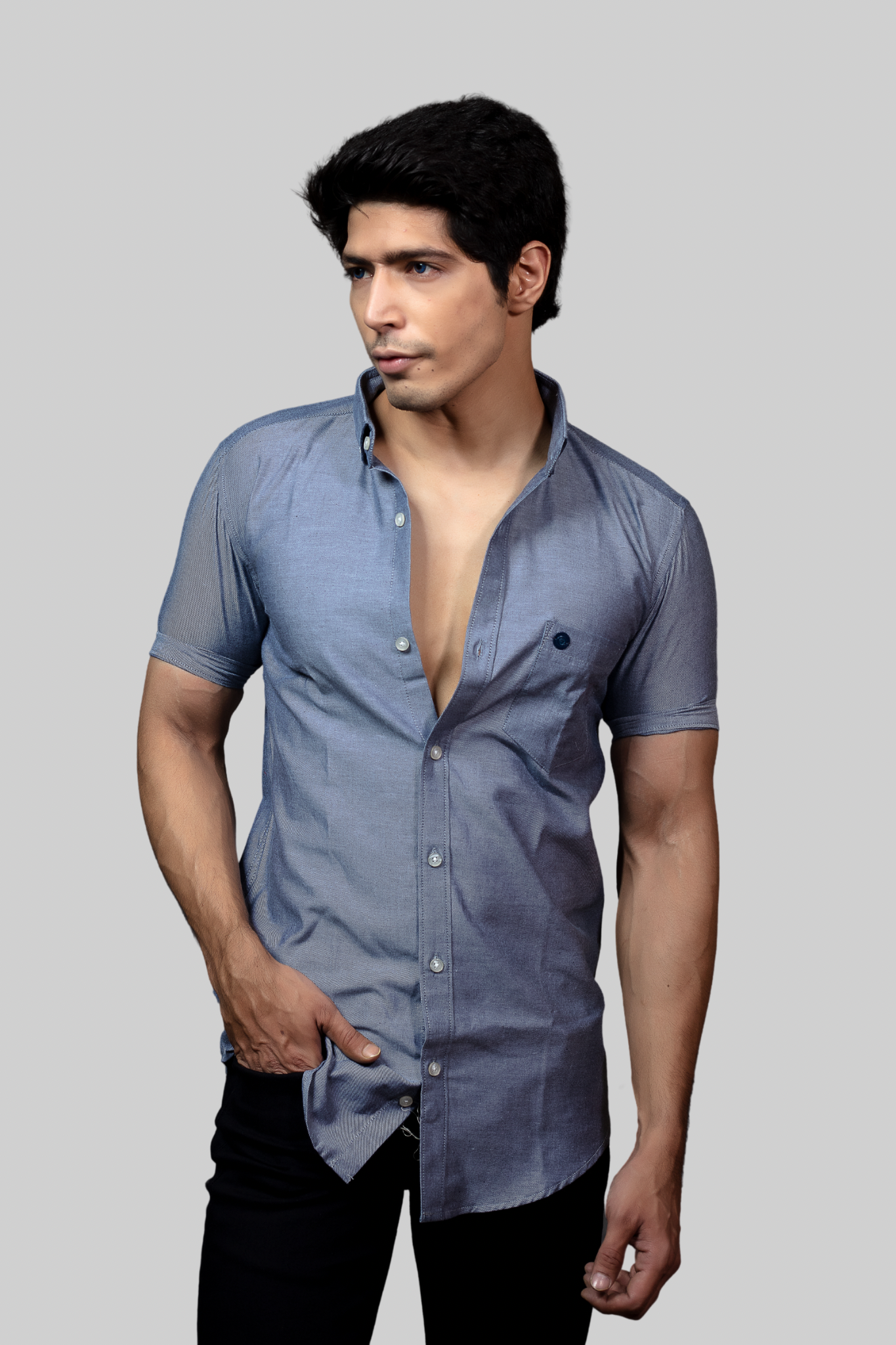 Grey Oxford Plain Shirt