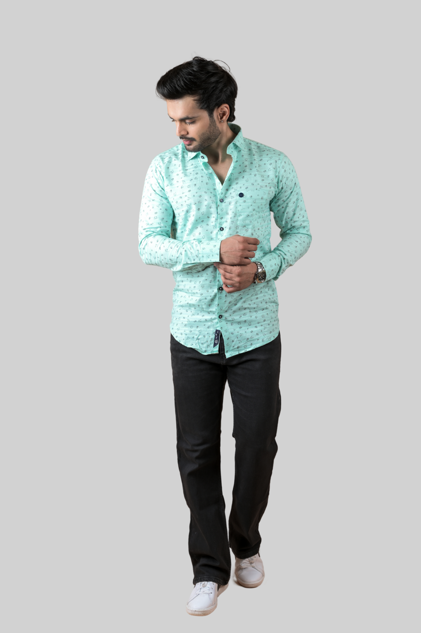 Printed Shirts for Men - Self Stripes With Print