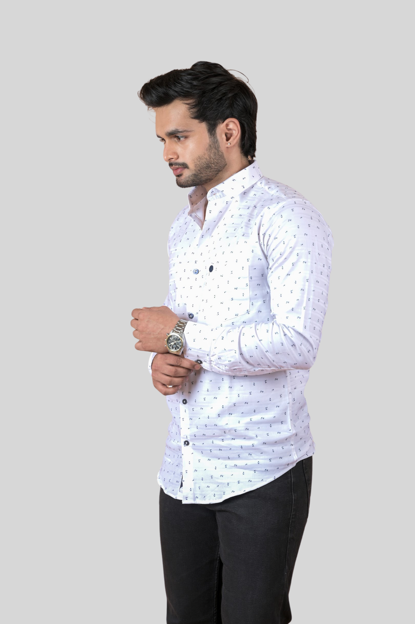 Printed Shirts for Men - Self Stripes With Print