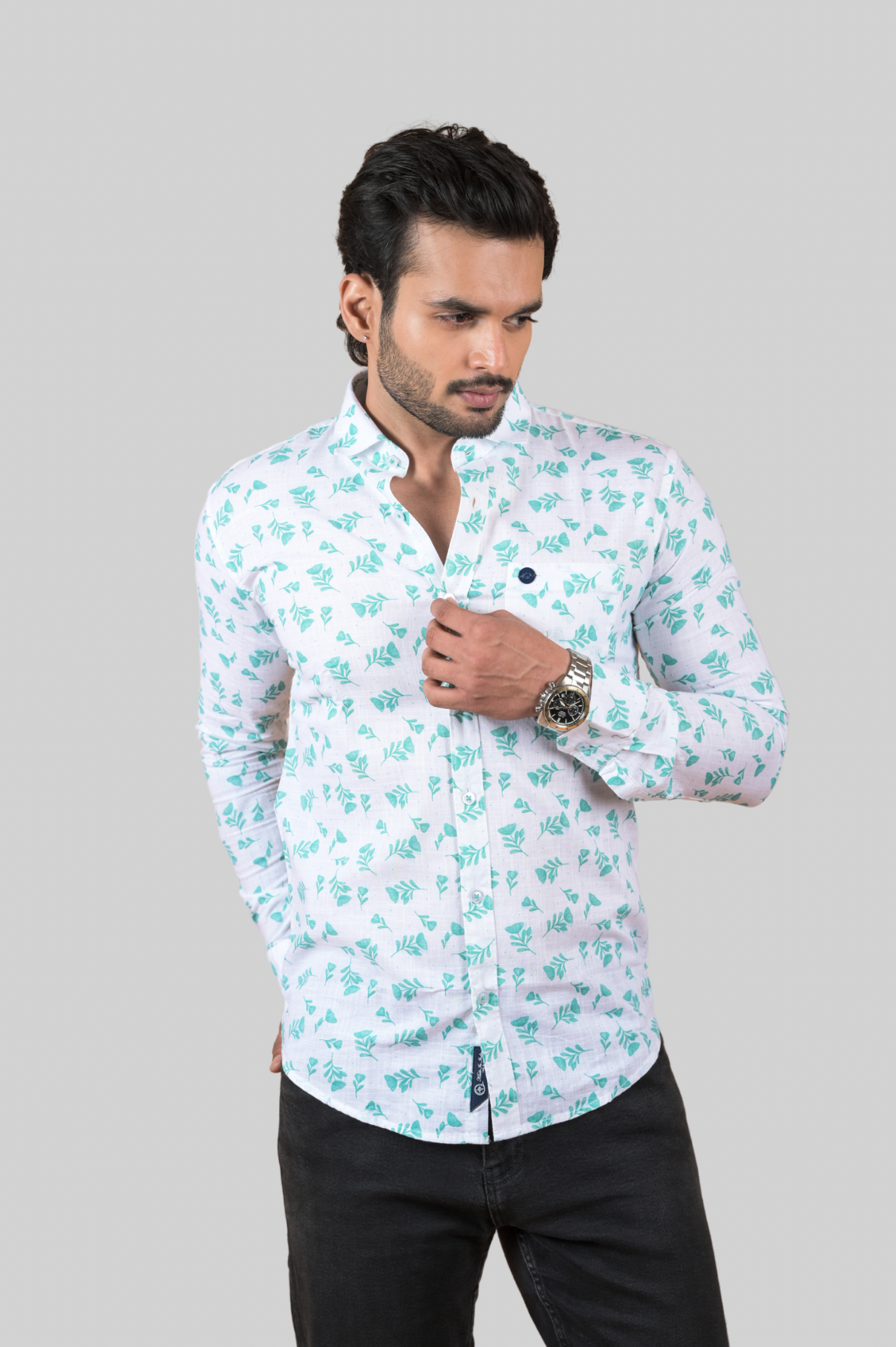 White Floral Printed Shirt