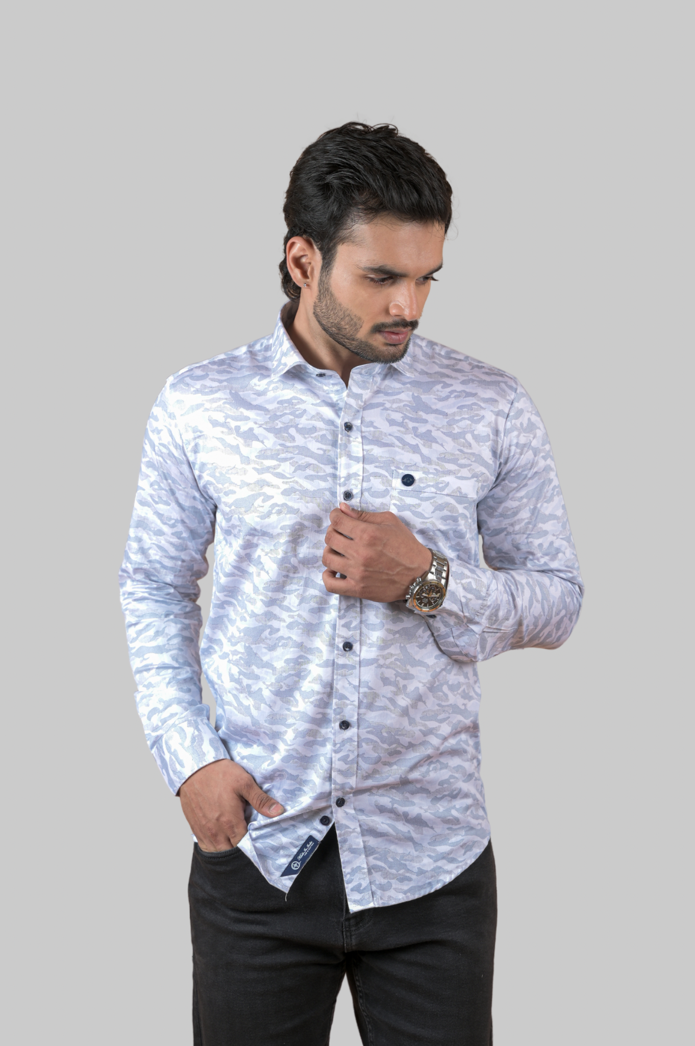 Printed Shirts for Men - Camouflage Blue