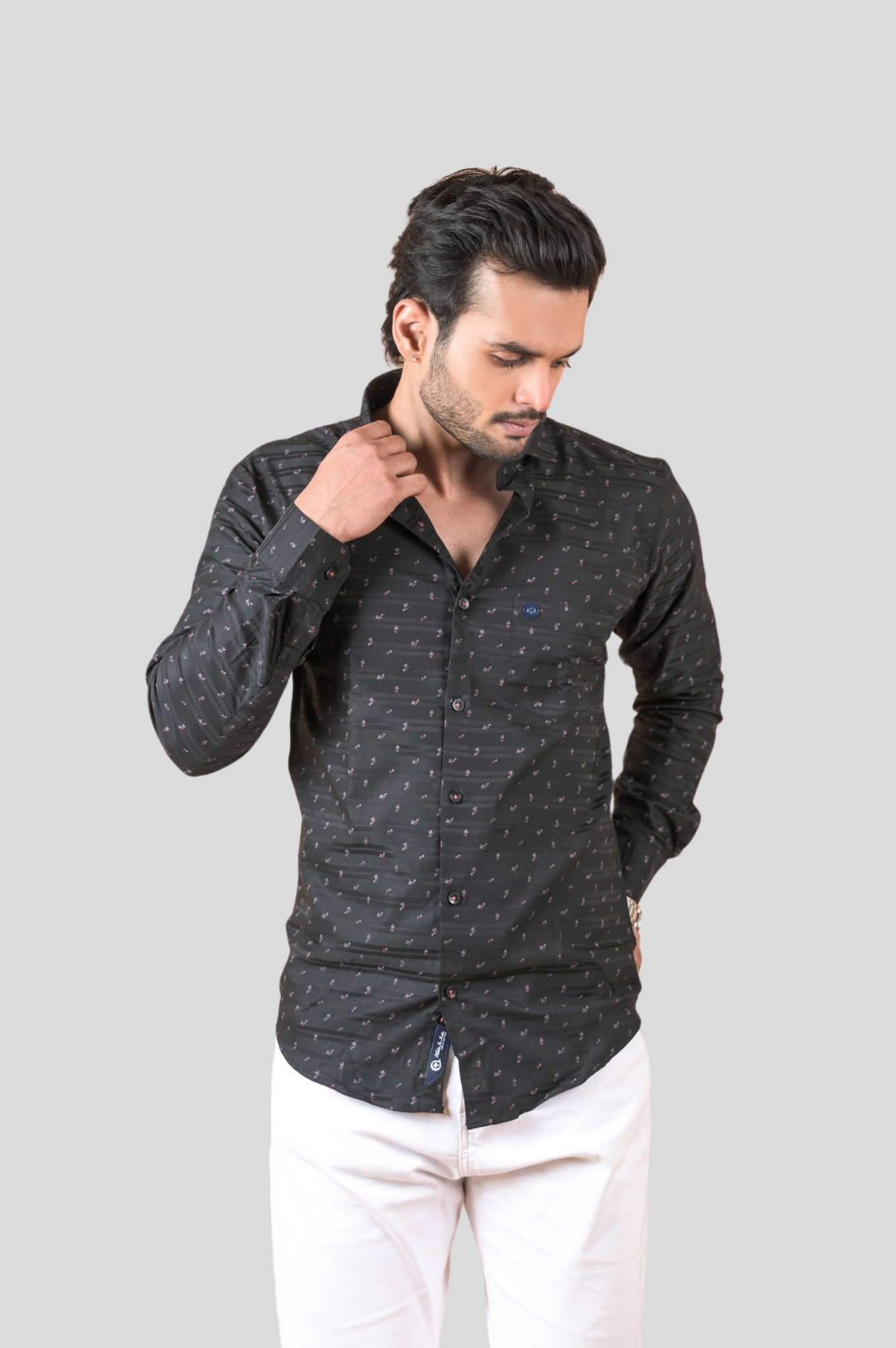 Printed Shirts for Men - Self Stripes With Print