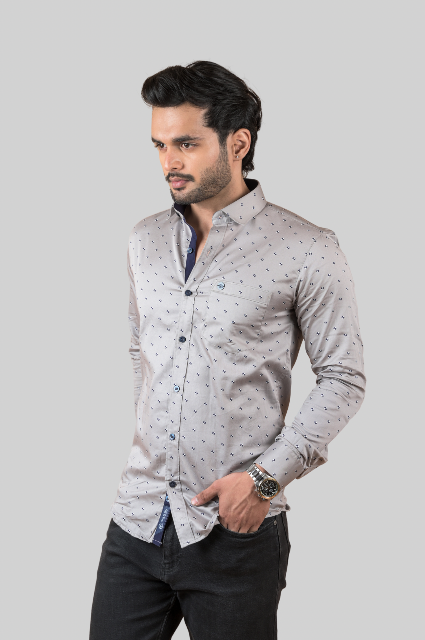 Printed Shirts for Men Grey