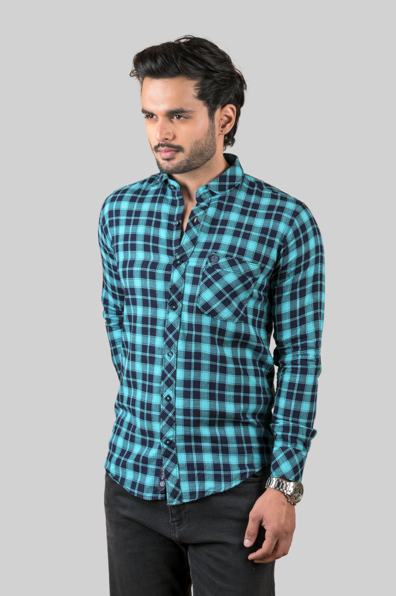 Blue Indigo Check Shirt For Men