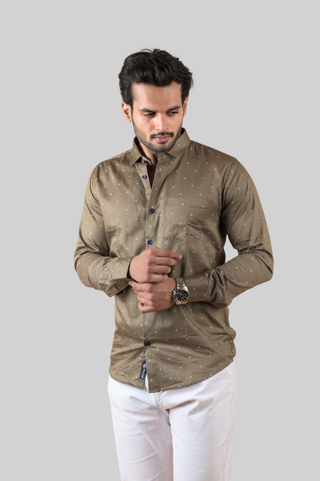 Printed Shirts for Men - Self Stripes With Print