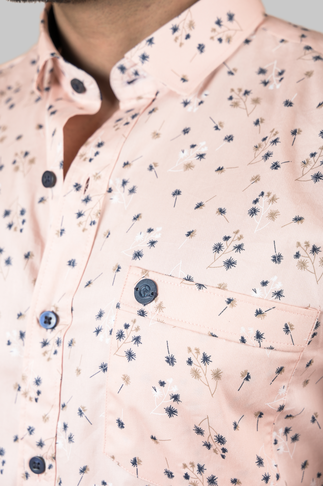 Peach Printed Shirt For Men