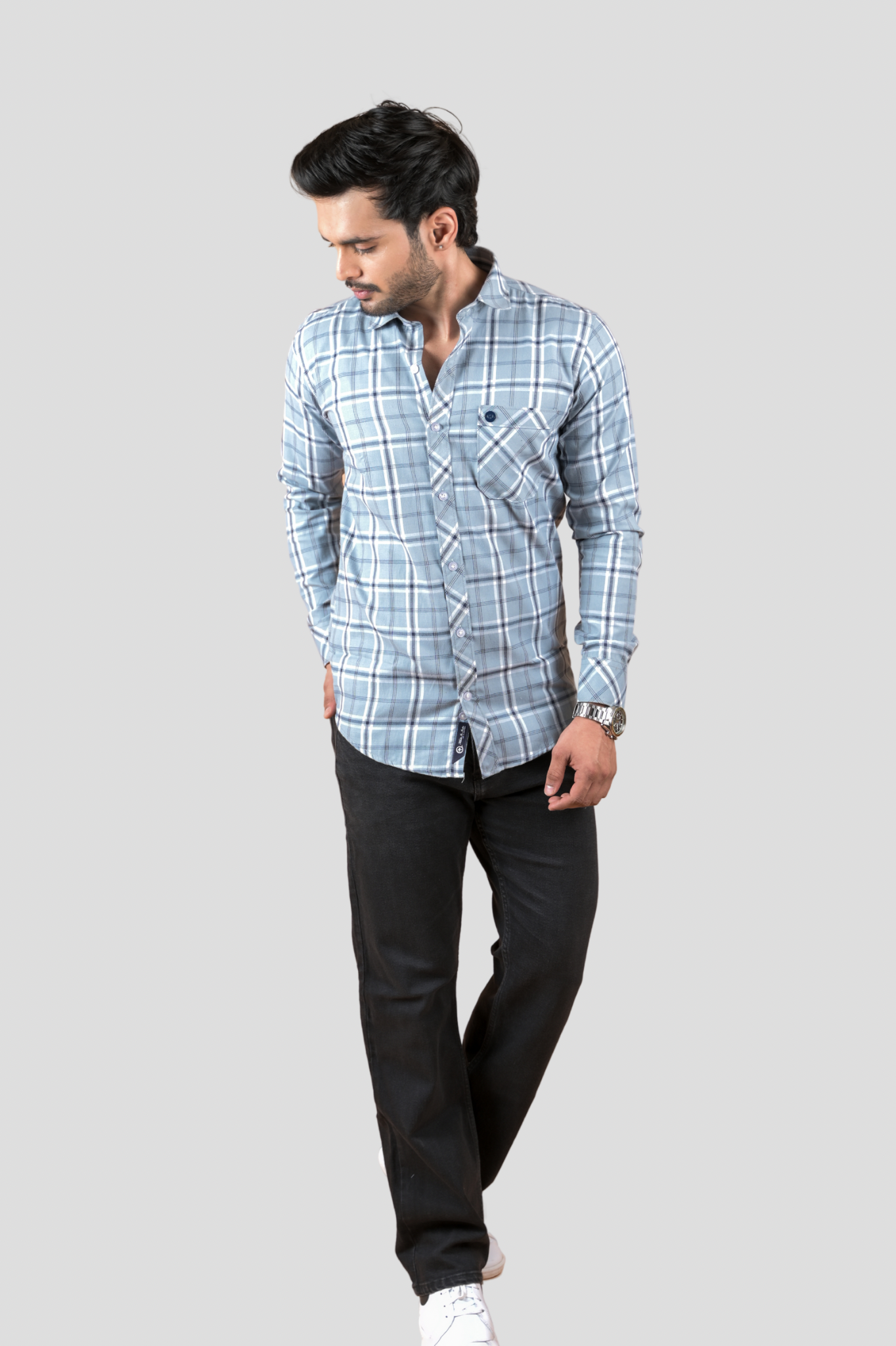 Grey Twill Check Shirt