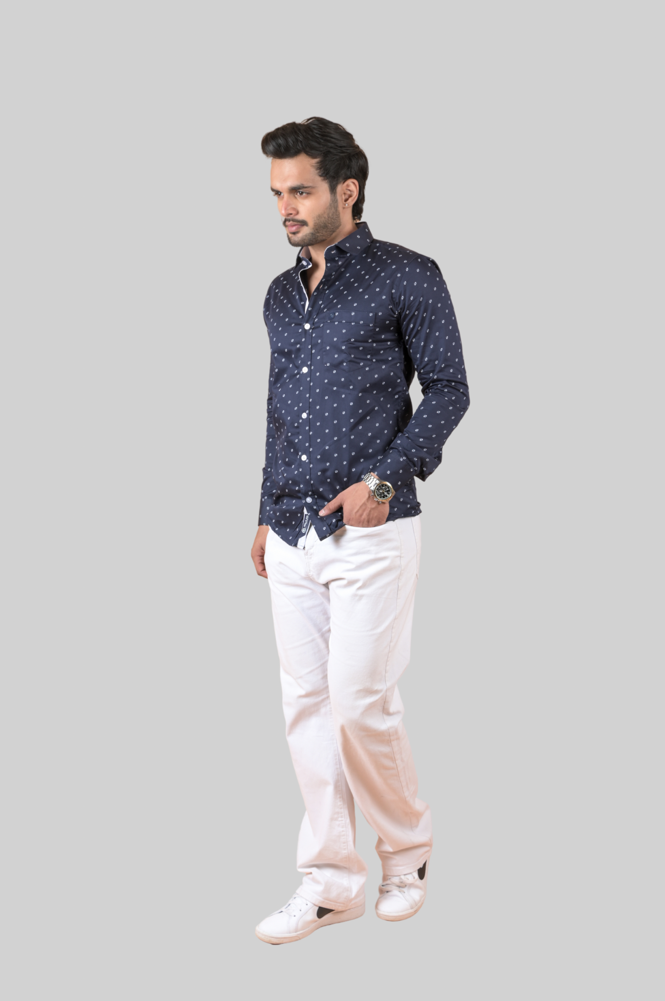 Printed Shirts for Men Navy Blue