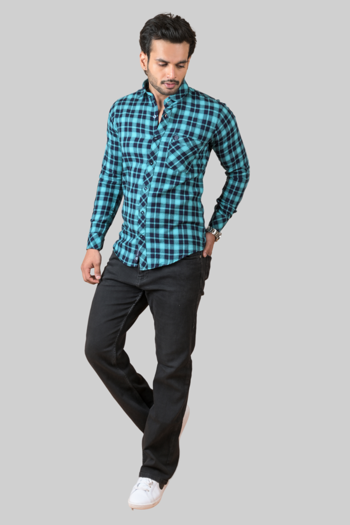 Blue Indigo Check Shirt For Men