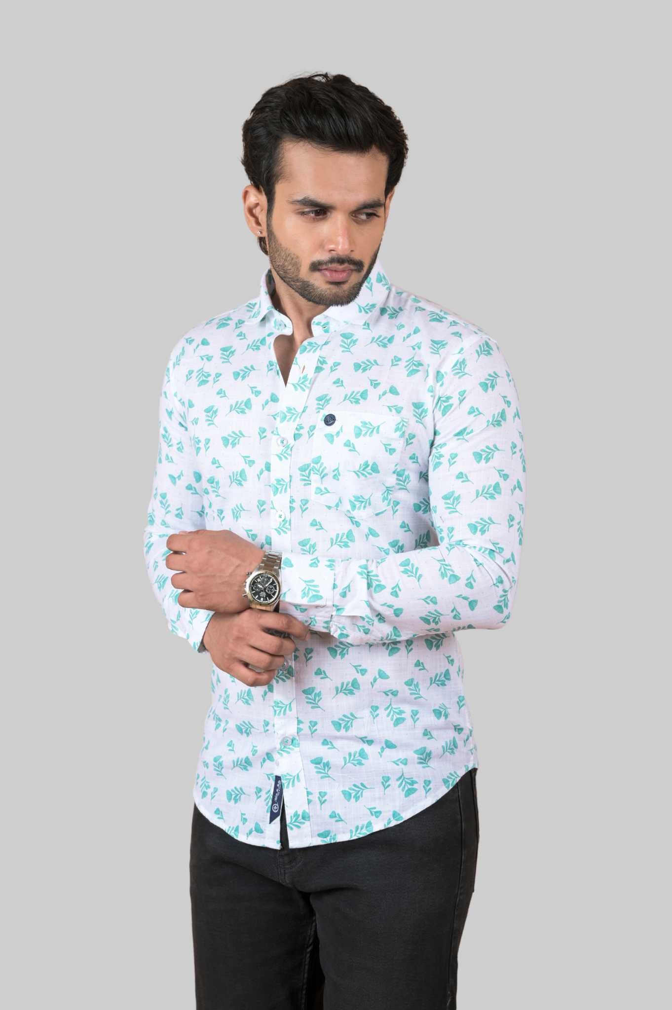 White Floral Printed Shirt