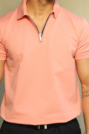 peach polo t-shirt