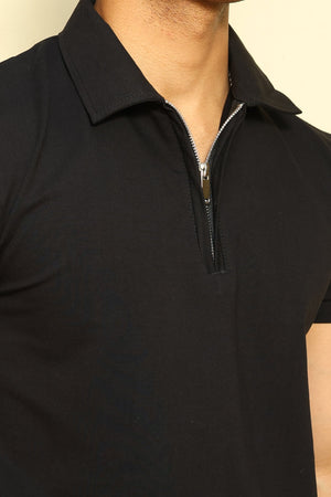 black polo t-shirt