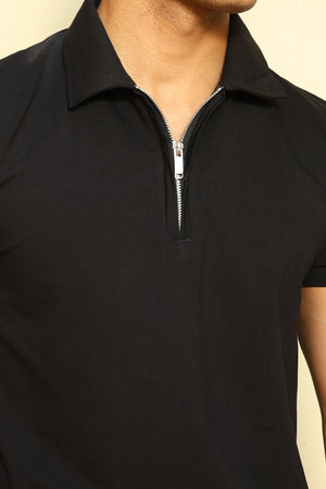 black polo t-shirt