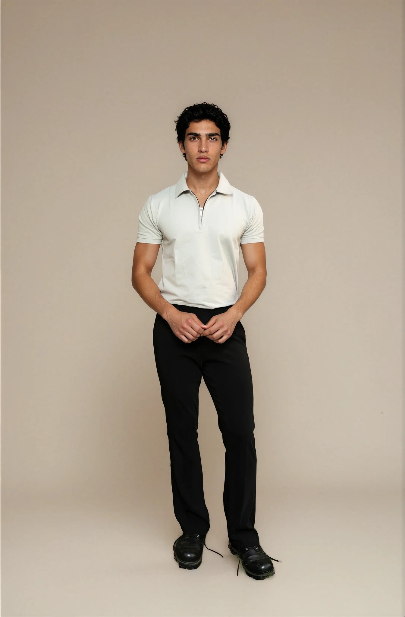 light grey polo t-shirt 