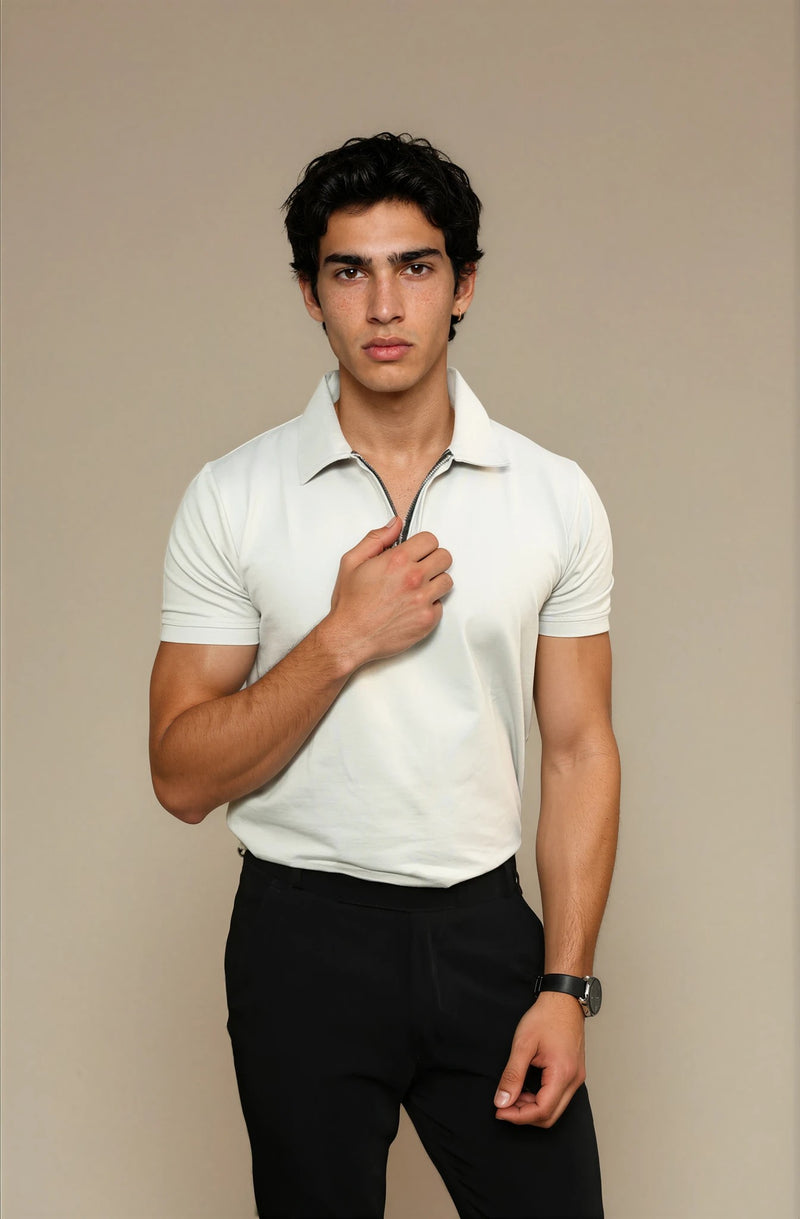 light grey polo t-shirt 