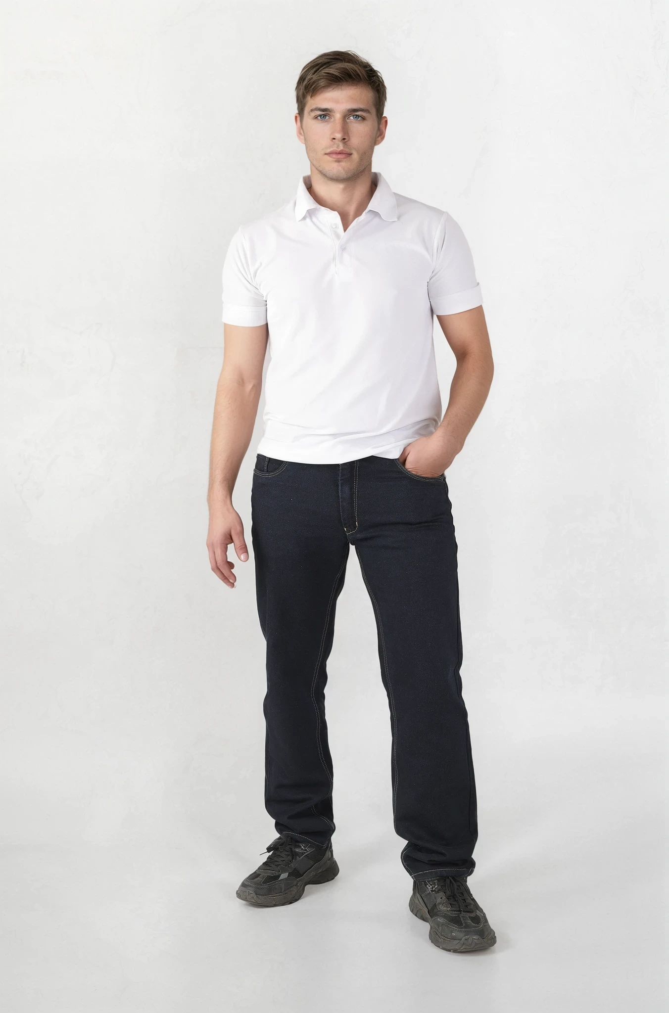 Mens Jeans Navy Blue Straight Fit