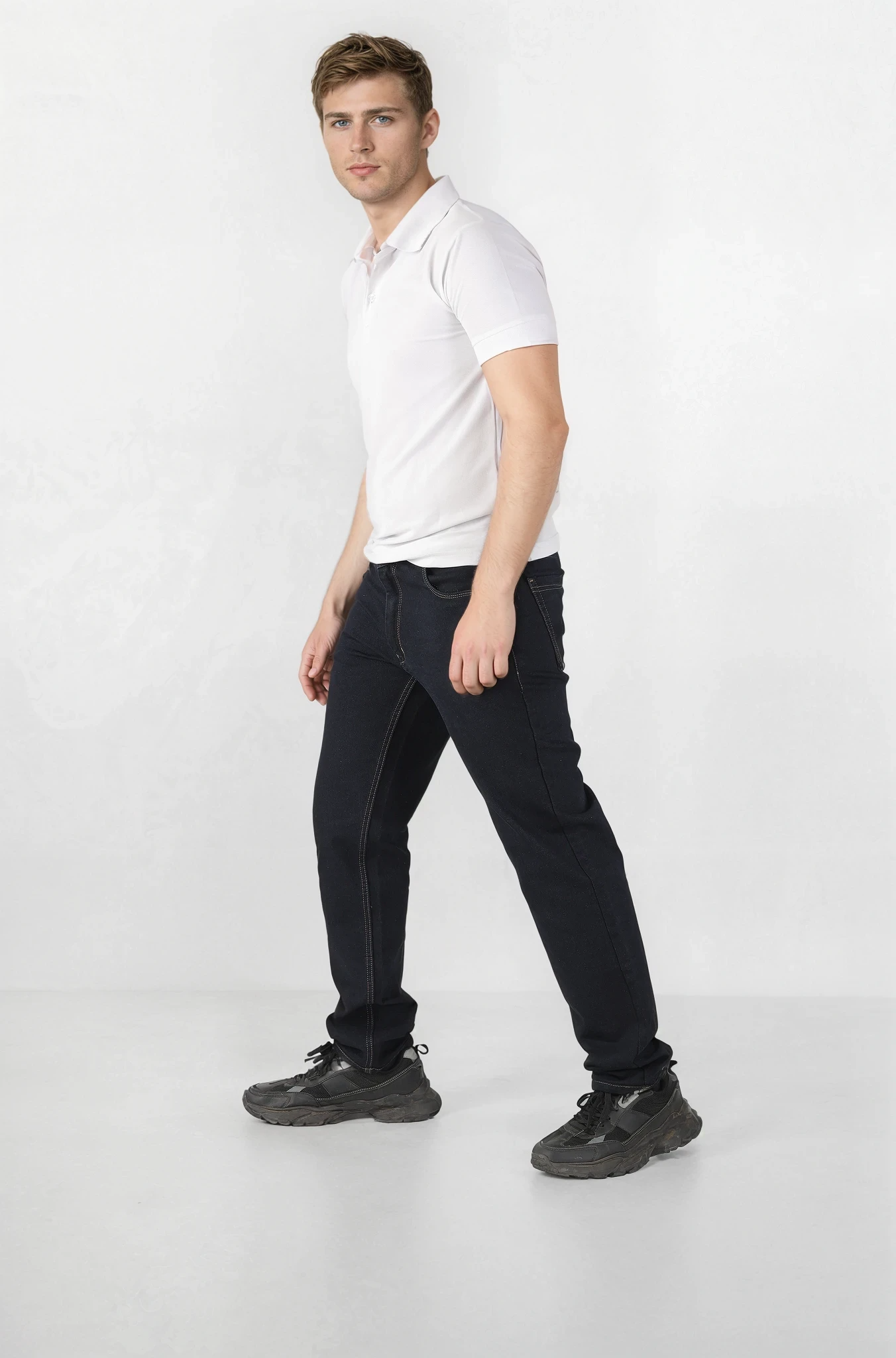Mens Jeans Navy Blue Straight Fit