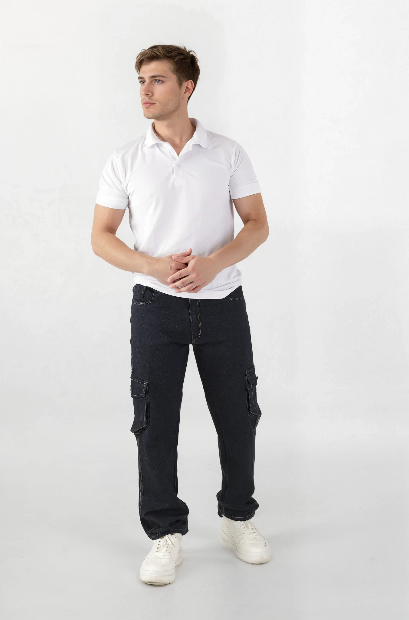Cargo Jeans For Men Straight Fit Navy Blue