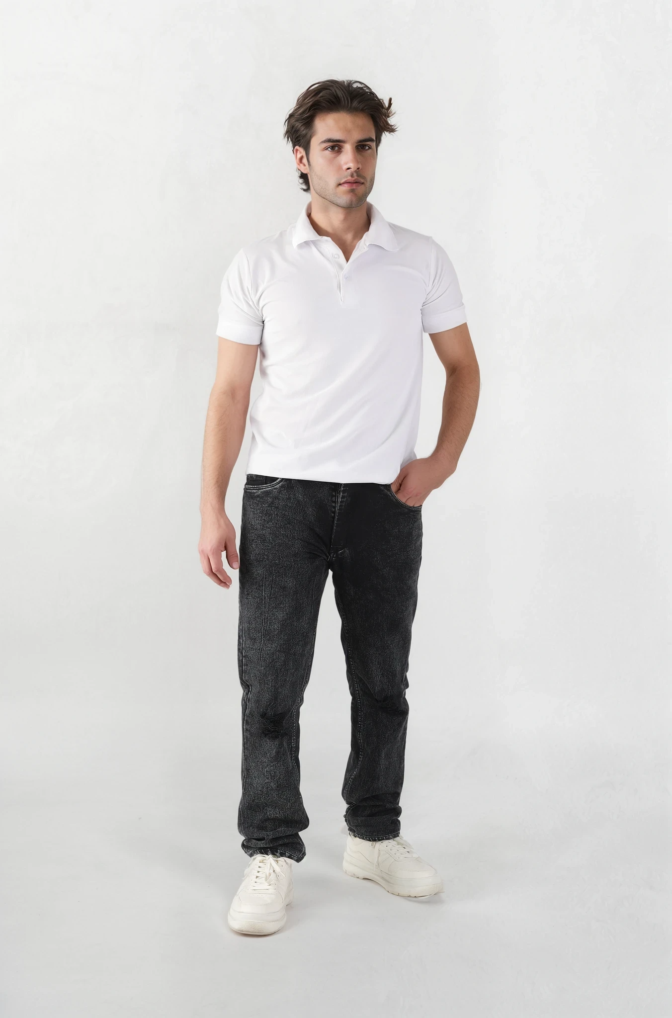 Ripped Jeans Charcoal Black Straight Fit