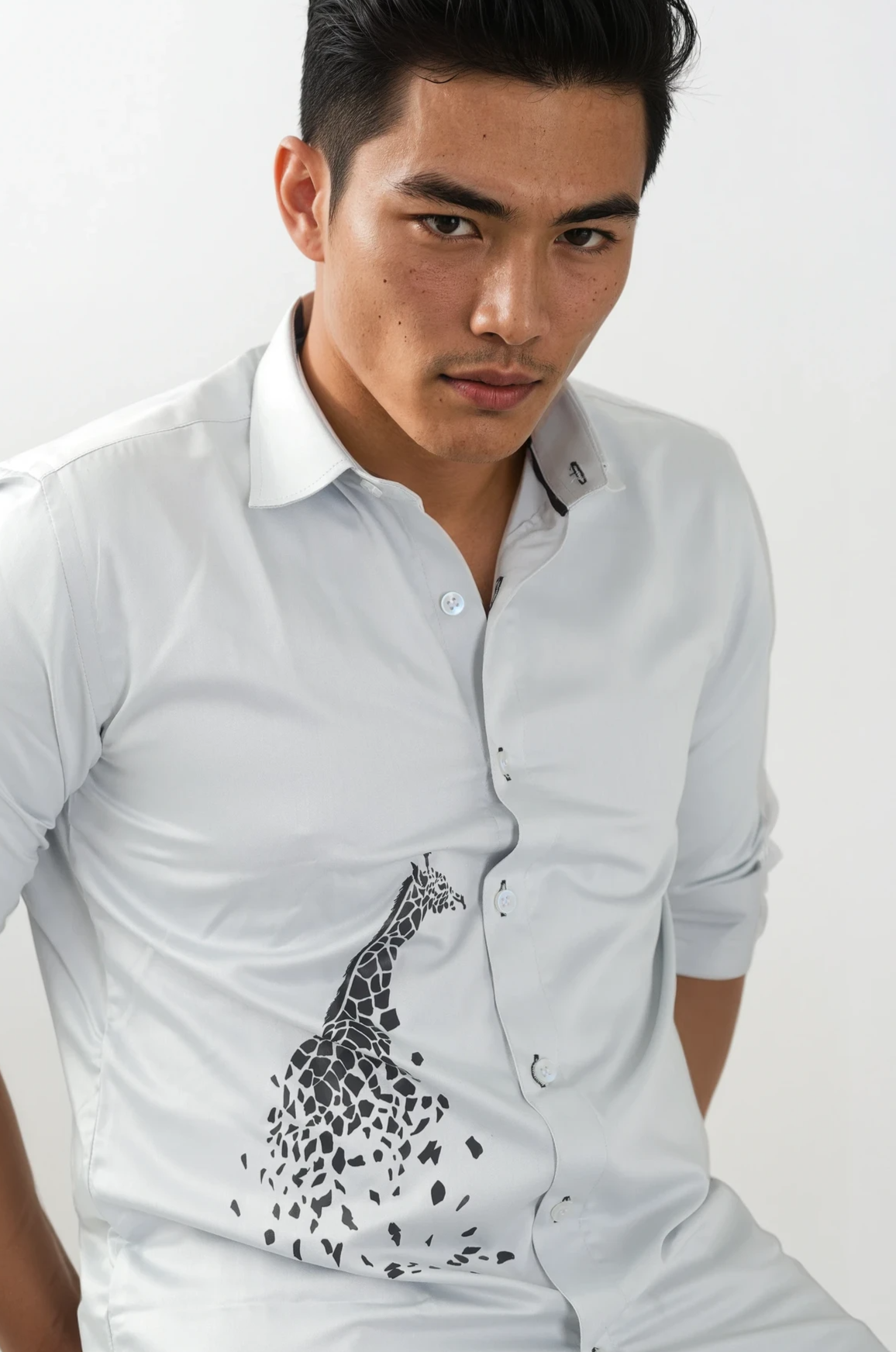 The Dispersing Elegance Giraffe Print Shirt