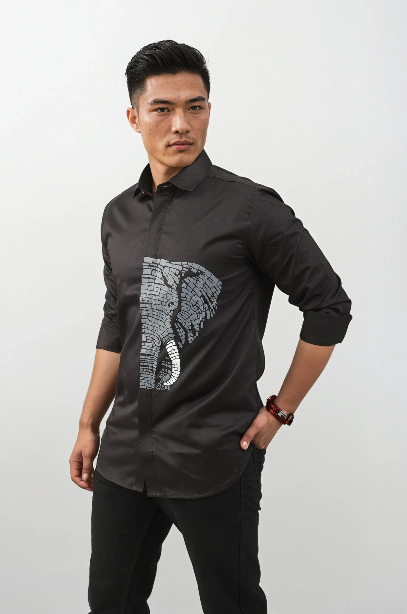 Noir Mosaic Elephant Shirt