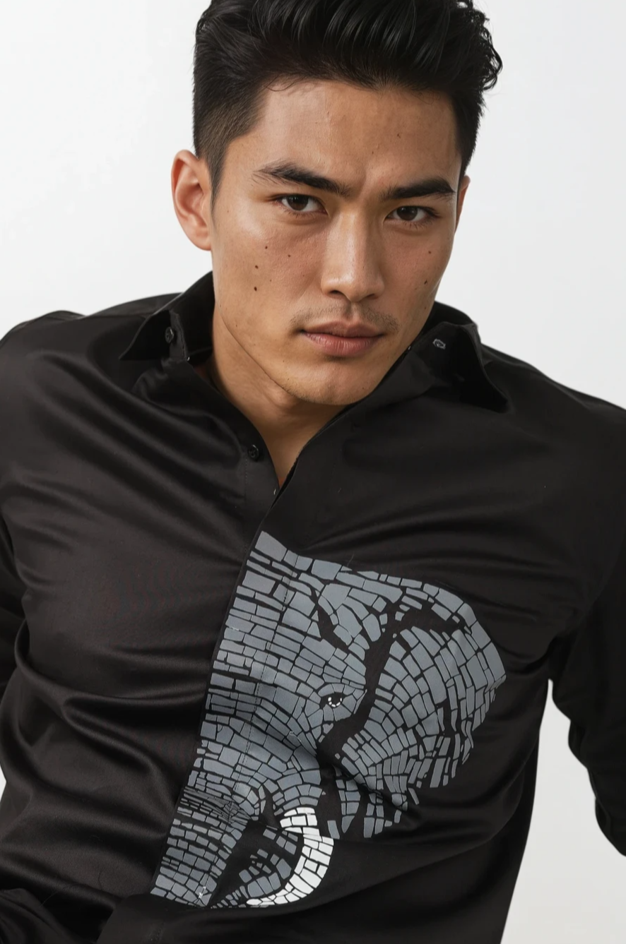 Noir Mosaic Elephant Shirt